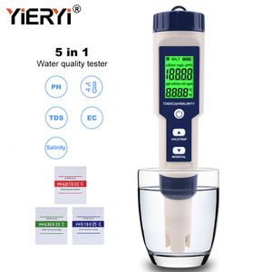 Medidores de PH Yieryi 5 en 1 TDS EC PH Medidor de temperatura de salinidad Monitor de calidad del agua digital Probador para piscinas de spa Acuarios 230721