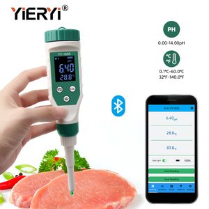Yieryi Smart Bluetooth PH Meter Aquarium SPA Zwembad PH Waterkwaliteit Monitor Tester voor Bodem Cosmetisch Voedsel Kaas Vlees Fruit Deeg 230804
