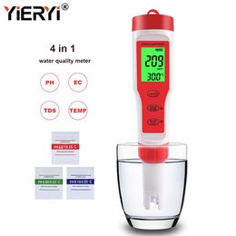 Medidores de PH yieryi TDS PH Meter PH/TDS/EC/Temperature Meter Digital Water Quality Monitor Tester para piscinas Agua potable Acuarios 230728