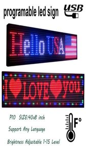 Ph10full Couleur LED panneau extérieur SMDWith Affichage de température Message de défilement USB Signes programmables USB 40quot x 8quot pour BU95167739883