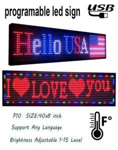 Ph10full Couleur LED Signe extérieur SMDWith Affichage de la température Message de défilement USB Signes programmables USB 40quot x 8quot pour BU95168636900