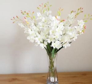 Phalaenopsis – fleurs artificielles de haute qualité au toucher réel, orchidée blanche et bleue, fleur en soie pour décoration de mariage à domicile, table à manger 4987799