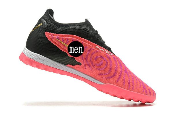 Phantom GX Elite TF zapatos de fútbol para hombre Low-top Phantom GX rosa de doble capa impermeable fishwire totalmente tejido MD paja clavo fútbol zapato rosa