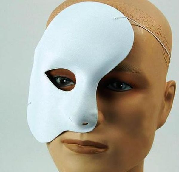 Masque facial Phantom Opera Halloween Noël Nouvel An Costume de fête Vêtements Maquillage Déguisement - La plupart des adultes Masque fantôme blanc