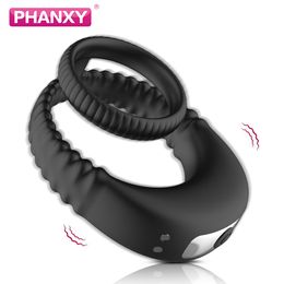 PHANXY vibrateur Cock Ring retarder l'éjaculation sexyitoys pour hommes érection s masturbateurs pénis réglable mâle sexy jouets