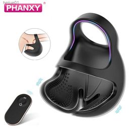 PHANXY Vibrateur Cockring Retarder L'éjaculation Sex Toys pour Hommes Couple Pénis Anneau Scrotum Stimulateur Mâle Masturbateurs Adulte Supplie L230518