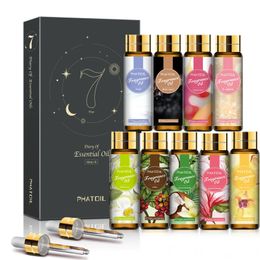 Phatoil 9pcs 10 ml d'huile de parfum pour le savon à bougies Perfume de bain Bombe de bain Musque blanc coco vanille bubble gum noir opium angel 240515