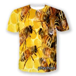 Phechion mode hommes femmes abeille miel imprimer à manches courtes t-shirt décontracté t-shirt Sport Hip Hop vêtements d'été 220704
