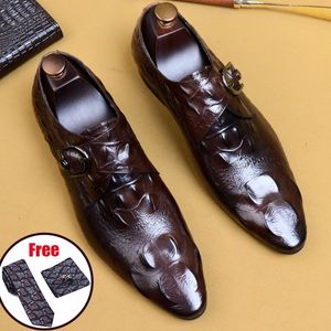 Phenkang hommes chaussures formelles en cuir véritable chaussures de boeuf pour hommes robe noire chaussures de mariage lacets en cuir brogues 210312