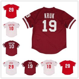 Filadelfia 1 Richie Ashburn JERSEYS 1950 4 Dykstra 1991 10 Darren Daulton 19 29 John Kruk 1993 Camiseta de béisbol vintage