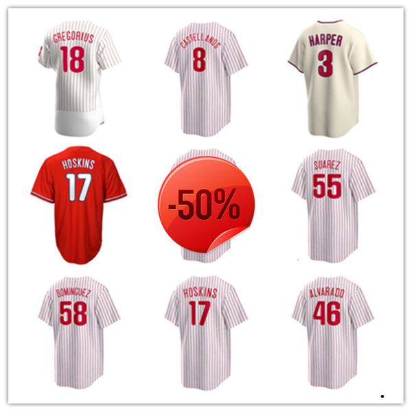 Philadelphie Custom Phillies Baseball Jerseys Cristopher Sanchez 30 Gregory Soto 25 Matt Strahm 55 Ranger Suarez 22 Spencer Turnbull 45 Zack Wheeler