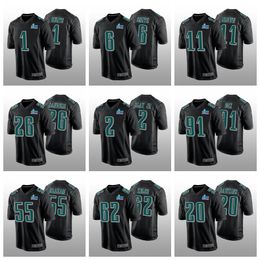 Philadelphia''eagles''men 6 Devonta 1 Jalen Smith Hurts 11 Brown 26 Miles A.J.Sanders 2 Slay Jr Cox Dawkins Davis Black Fashion Super II Bowl-voetbalshirt