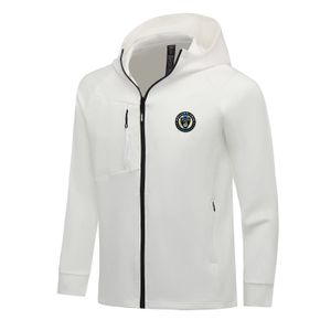 Philadelphia Union Hombres Chaquetas Otoño abrigo cálido ocio al aire libre jogging sudadera con capucha Cremallera completa manga larga Chaqueta deportiva casual