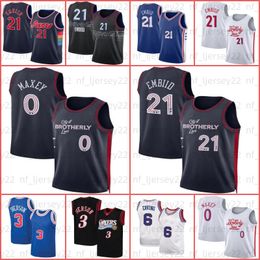 Philadelphias 76er Jersey Joel 21 Embiid Baloncesto Tyrese 0 Maxey Throwback 3 Allen Julius Iverson Erving hombres