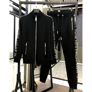 Philipe Plain Men's Tracksuits d'automne Hiver Luxury Marque PP Skull High Quality Two Piece Set Zipper Hooded Rhinestone Sweat-shirt