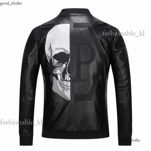 Philipe Plein Jacket Designer High Quality Luxury Fashion Men's PP Skull broderie en cuir veste de baseball de baseball épais veste de veste de moto Plein 312