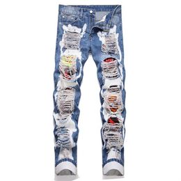 Philipe Plein Men's Jeans Luxury Brand Fashion Original Design Hip Hop Rock Moto Biker Long Pantal