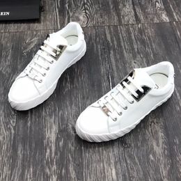 Philipe Plein Sport Chaussures Luxury Brand Bakers for Men Famous Designer Shoe Ripple Sole Fashion High Quality Business Scale Cuir Metal Skulls PP Pather Scarpe