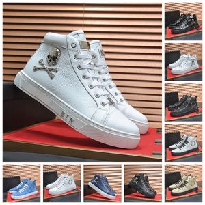 Philipp Shoes High-Cut Lace-Up luxe designer Handgemaakte klassieke klassieke leer van de hoogste kwaliteit Casual lopers PP Skulls Patroon Comfortabele sport sneakers Maat 38-44