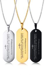 Philippiens 413 Strength Bible Verse Collier Pendent pour chien en acier inoxydable Gold Black9068457