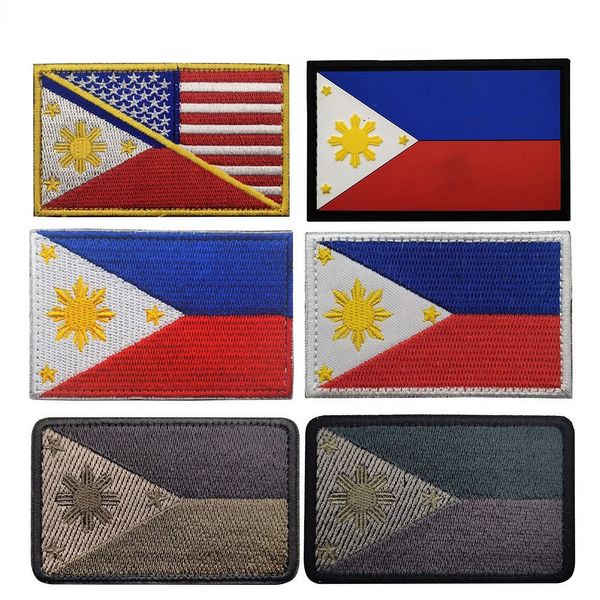 Philippines Broidered Tissu Patch Magic Patch Brack Flag Patches Patches pour les vêtements de crochet et d'anneau Ring de broderie