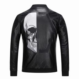 Veste masculine philipps Plat PP Brand de crâne d'automne hivern-slim fausse en cuir Blazer Cold Simulation Hip Hop Streetwear Motorcycle Collection des vêtements d'extérieur