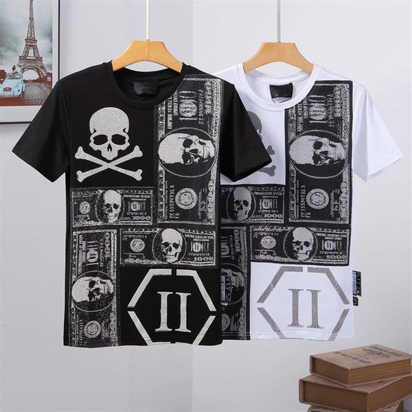 Phillip Plain diseñador Hombres hombres PP Skull Diamond camisetas Manga corta Marca Primavera y verano Diseños de bordado de cuello redondo Coupl232b