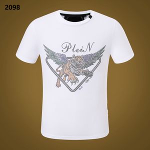 Camisetas Phillip Plain para hombre, camisetas con estampado de letras, diseñador de moda negro de lujo, camiseta de verano de manga corta, talla M-3XL PP2098