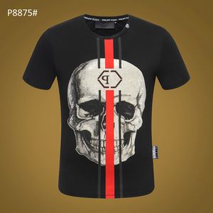 Phillip Plain T SHIRT PP Mens Designer Tshirts Marque Vêtements Hommes Strass T-shirt Graphique Crâne Imprimé Bling Pierre Classique Haute Qualité Hip Hop Casual p8875