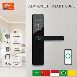Phipulo Tuya Digital Electronic Lock Smart Door Lock Home Smart Home Boen Door Lock Biométrique Empreinte Lock sans clé Déverrouillage 240510
