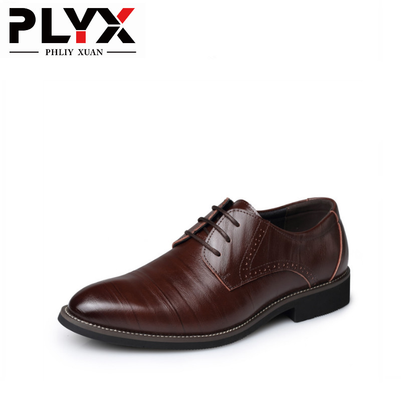 PHLIY XUAN nouveau 2019 hommes chaussures habillées en cuir chaussures de mariage formelles Oxford chaussures de bureau Zapatos Hombre marron grande taille 38-48