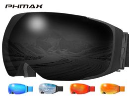 PHMAX Winter Antiuv Snowboard Goggles Zonnebril Antifog Geel Lens Ski met Mask Men Snow Skiing Glasses4921422