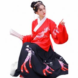 Phoenix bordado Hanfu traje de danza de las mujeres Hada oriental Dr Folk Festival Outfit Rave Performance Ropa 2 piezas DC4680 j8DO #