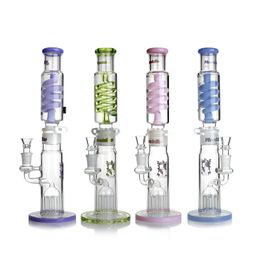 Bang en verre Phoenix rose violet bleu avec tube à bobine congelable à la glycérine bongs soudés conduite d'eau en verre à 8 arbres perk construire un bong barboteur narguilés fumant des plates-formes pétrolières enivrantes 15"