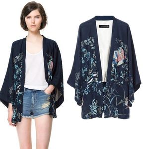 Phoenix estampado kimono manga murciélago cárdigan señora kimono chaqueta mujer capa prendas de vestir exteriores