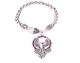 Phoenix Rising Charm Pendant Silver Majestic Solar Fire Bird Amulet Wheat Link Chain armband Sieraden Druppel 8838946