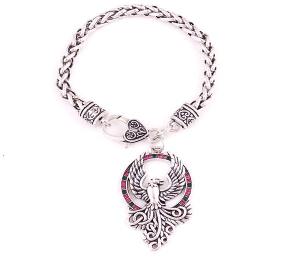 Phoenix Rising Charm Pendant Silant Majestic Solar Fire Bird Amulet Wheat Link Chain Bracelet Bijoux Drop 2276525