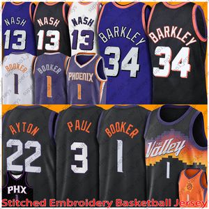 Hommes 13 34 Devin Booker Chris Paul DeAndre Ayton Basketball Jersey 1 3 22 Steve Nash Charles Barkley 031