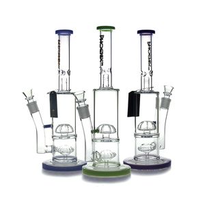 Phoenixstar 14 pulgadas Big Glass Recycler Waterpipe Fumar Bong Hookah con colector de hielo Pipas de agua percoladas Fumar Bongs de agua