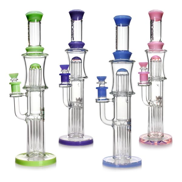 Phoenixstar 16,5 pouces GRAND Recycleur de taille de grande taille Pipe de nookah en verre bangs renforcé 10 bras Perc 8 bras percolatateur Percolateur Bongs Fumer les piles à eau