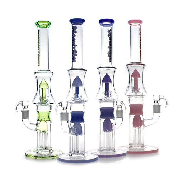 Phoenixstar 17 pouces Big Bong Straight tube en verre de verre avec un perc de fusée Perc A 4 bras percolatateur Percolateur fument les piles à eau Bong