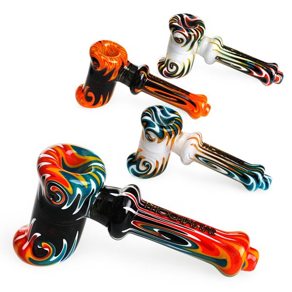 Bubbleur de marteau en verre 5,2 pouces Pipes à main en verre Brûler de tabac en verre Pipe de tube fumé Pyrex cuillère à eau en verre Pipe de couleurs colorées