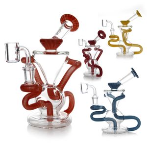 Phoenix 7.5 pulgadas Bubbler Recycler Oil Rig Water Bong Hookahs Glass Water Bongs Recycler Water Pipe Glass Smoking Pipes con 14MM Quartz Banger