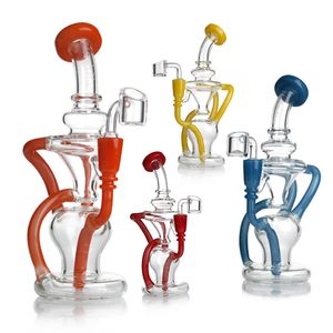 Phoenixstar 9 pouces Bubbler Recycler Plate-forme pétrolière Pipes à tabac en verre Bangs à eau en verre Recycler Pipe à eau Pipes à fumer en verre avec un banger à quartz