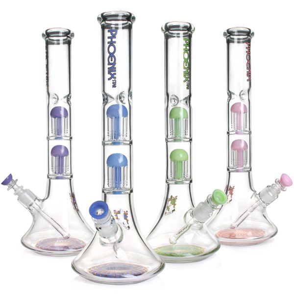 Phoenixstar Beaker Bong Pipe à eau en verre avec double 8 bras percs Recycler Bong Pipe à eau pour fumer 16 pouces