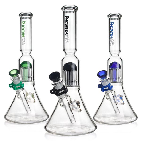 Phoenix verre grand bécher verre Bong Vase en verre Shisha avec 10 bras perc verre fumer WaterPipe Bong 13 '' conduite d'eau percolateur bongs