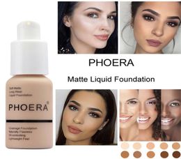 PHOERA Soft Matte Light Cream de fond de teint liquide durable durable Couverture de maquillage de maquillage Natural Oil Control Maquiagem DH2652428