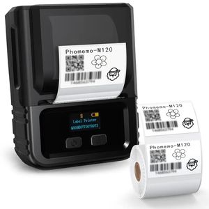 Phomemo M120 Label Maker - Impresora profesional de códigos de barras para minoristas, códigos QR para pequeñas empresas - Compatible con Android, IOS PC