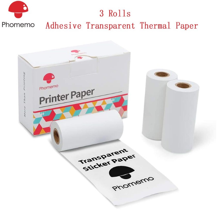 Phomemo Self-Adhesive Po Paper Transparent Thermal Paper for Phomemo M02 M02S M02 Pro Printer Printable Sticker Label Paper 201301F
