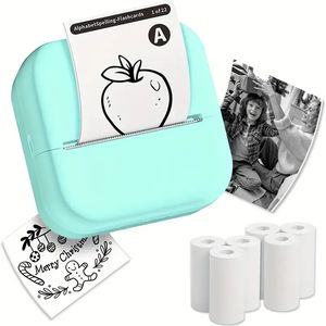 Imprimante d'autocollants Phomemo-imprimante de poche M02L avec 6 rouleaux de papier Mini-imprimante thermique imprimante Portable pour l'impression de Photos